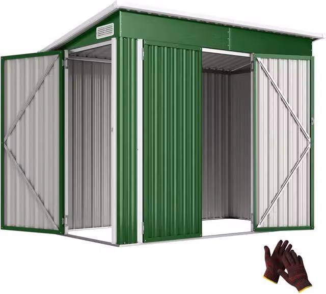 Casetta da Giardino 2,7m2 con Tripla Porta e Ventilazione ¨C Xylo ¨C 234x132x185cm Verde