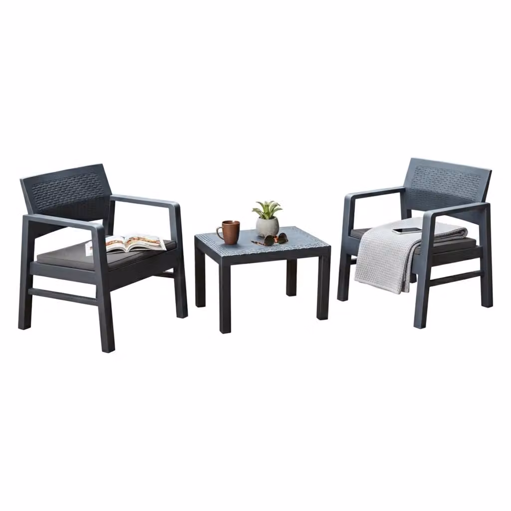 Set Salotto da Esterno Floritan DMORA con Divano a 2 Posti e Tavolino, Nero Antracite – 2