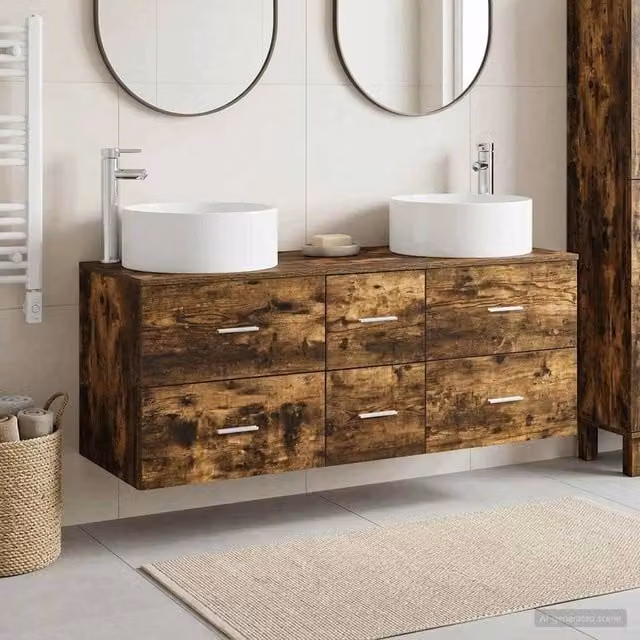 Set di mobili per il bagno 3 pz Rovere Fumo 3405959