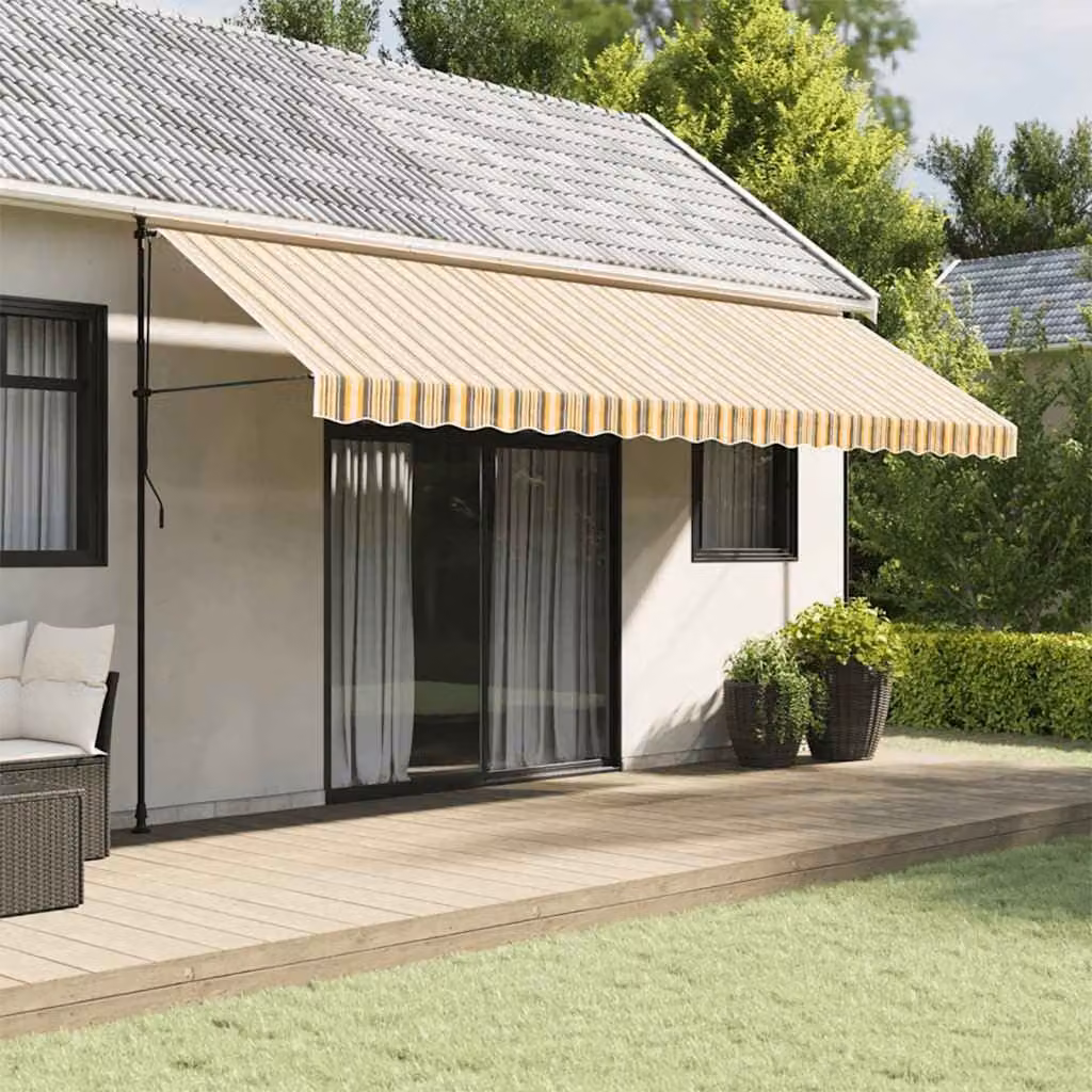 Ricambio in tessuto per tenda da sole vidaXL a righe giallo e grigio, L: 480 cm