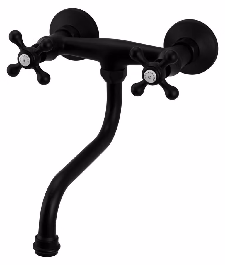 Miscelatore da cucina, montaggio a parete, nero, modello Heritage Ascot BL-4111-HA, marca Aquanello