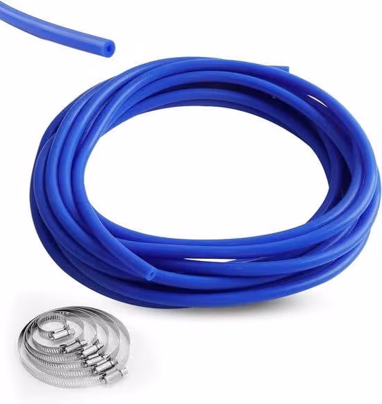 Tubo flessibile in silicone per aspirazione per auto, 6 metri, con morsetti, blu