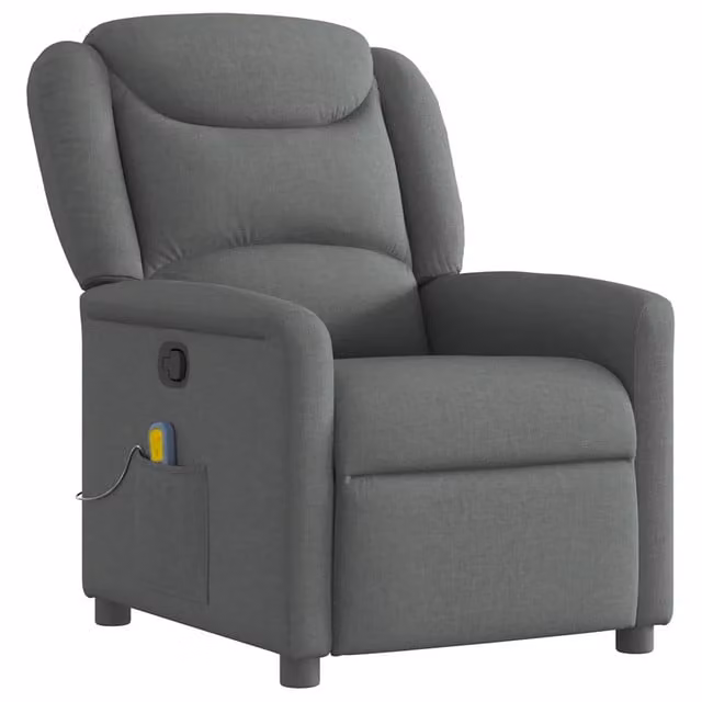 Poltrona Massaggiante | Sedia Relax Reclinabile Grigio Scuro in Tessuto
