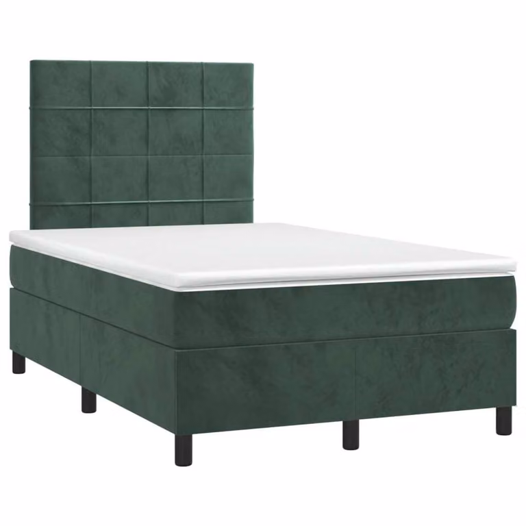 Maison Exclusive - Letto boxspring con materasso e LED verde scuro 120x190 cm velluto