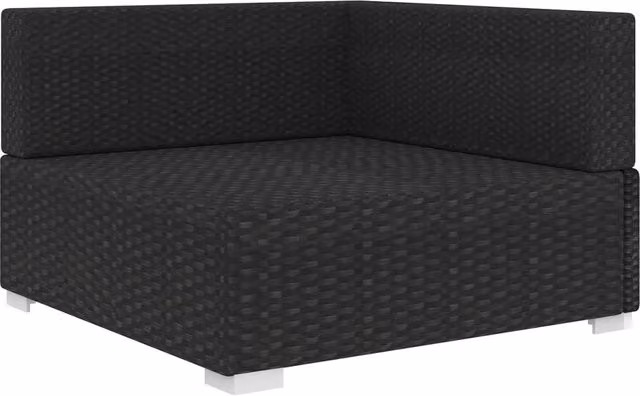 Poltrona Relax Modulare ad Angolo con Cuscini in Polyrattan e Metallo Nero per Giardino – 1