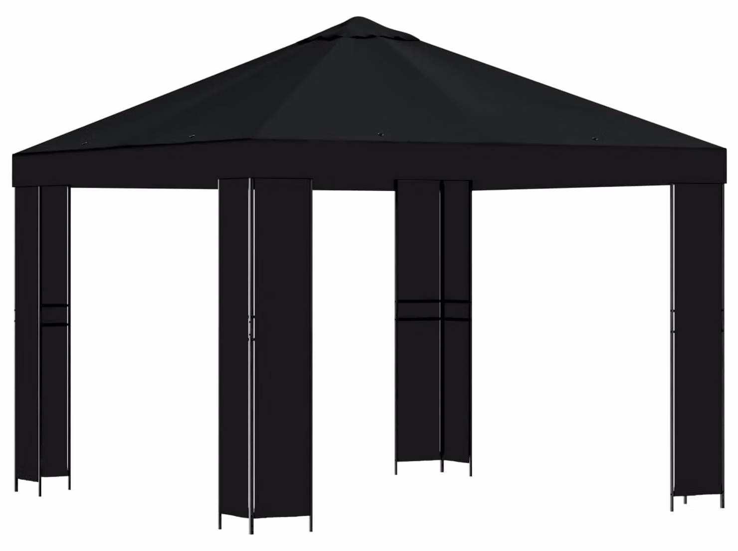 Gazebo 3 x 3 m Nero Poliestere e Acciaio 190 gsm