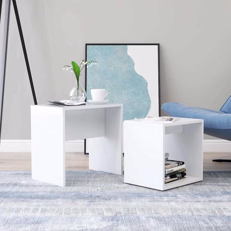 vidaXL Tavolino da Salotto Moderno Bianco in Legno L: 48 cm, P: 30 cm, H: 45 cm