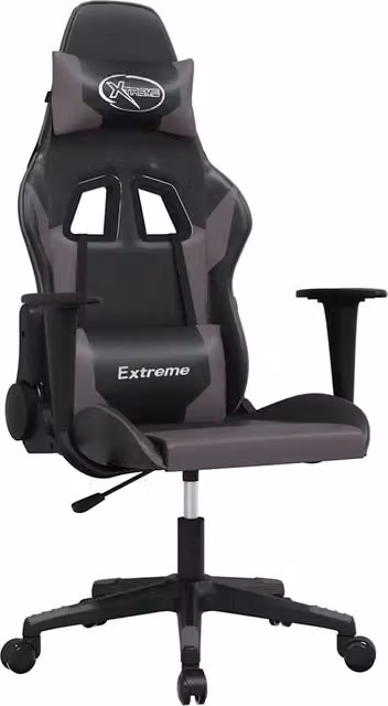Sedia da Gaming | Sedia da e-sports Massaggiante Nero e Grigio in Similpelle