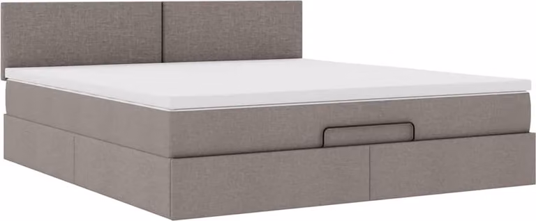 Struttura Letto Pouf con Materasso Tortora 180x200cm in Tessuto