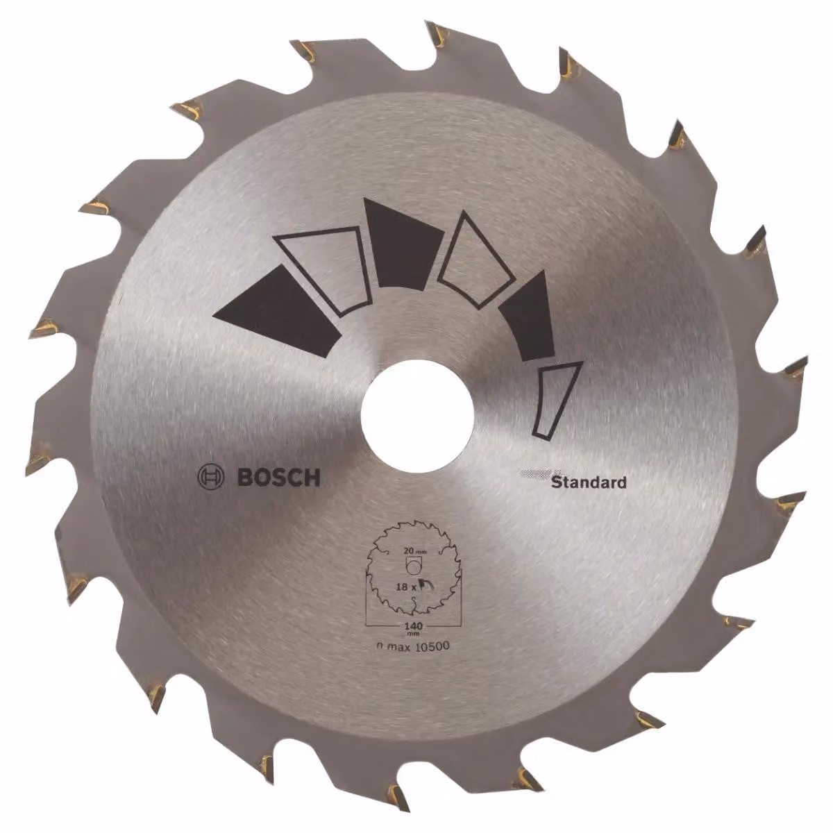 Disco circolare STANDARD: diametro = 140 mm; foro = 20 mm; numero di denti = 18