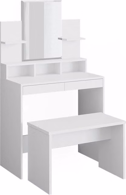 Tavolo da toeletta Ania Vicco Bianco con panca L: 80 cm, P: 40 cm, H: 76,7 cm