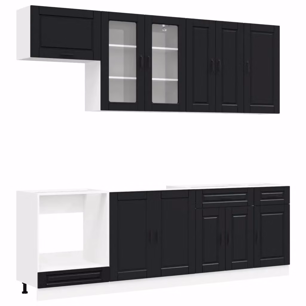 Unità cucina moderna vidaXL PORTO in 8 pezzi nero opaco con ante e cassetti – 2