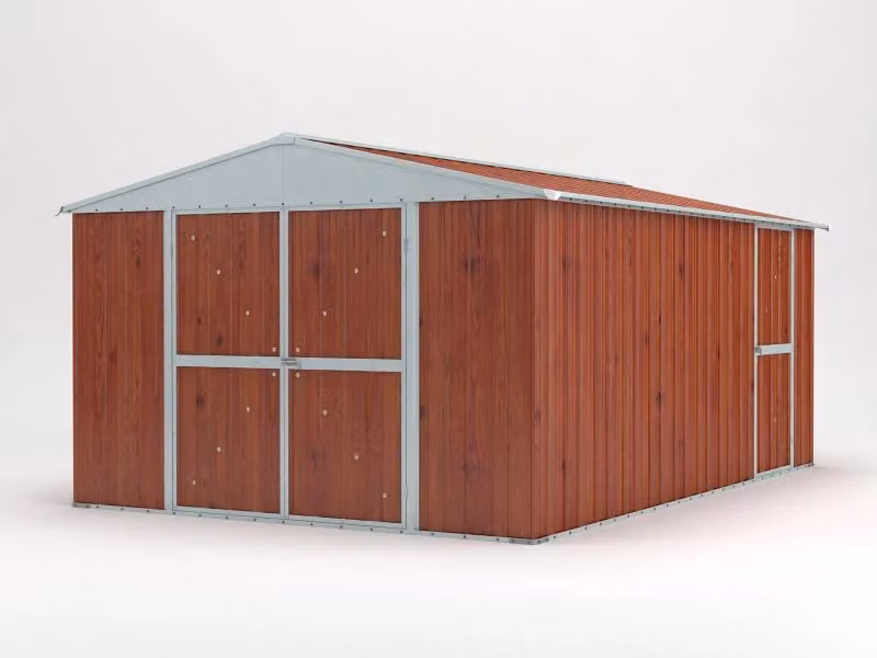 Box giardino e garage NOTEK in acciaio zincato marrone con doppia porta e serratura L 360 cm x P 430 cm x H 210 cm – 2