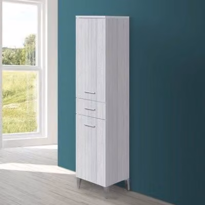 Colonna bagno d'appoggio Desya grigio opaco con 2 ante e cassetto, Altezza: 153,5 cm