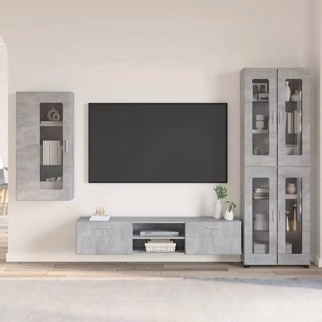 Set mobile TV FLORIN 3 pz Grigio cemento Legno ingegnerizzato 3397947