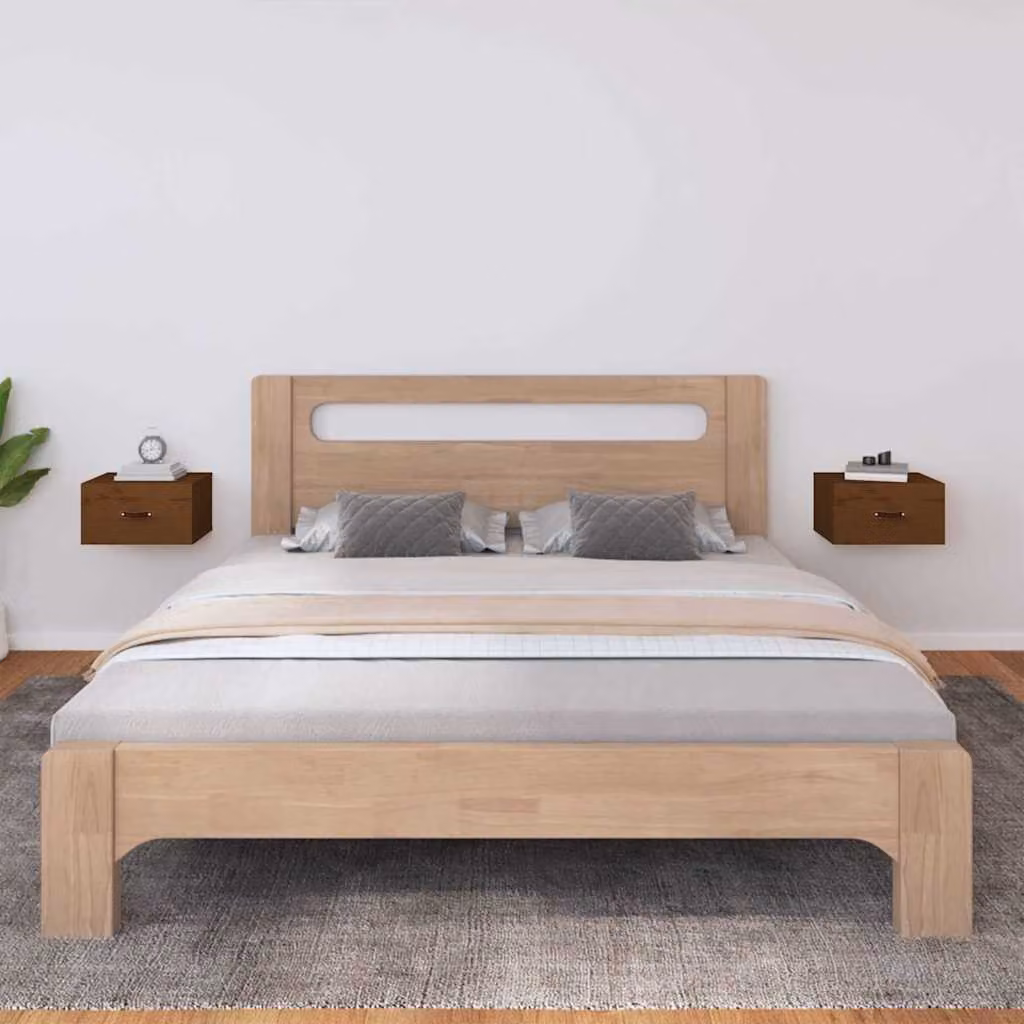 Set di 2 comodini da muro vidaXL in legno di pino color ambra, design moderno, L 40 cm x P 29,5 cm x H 22 cm