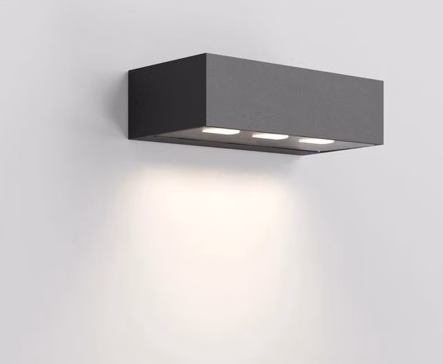 Zafferano Forward Lampada da parete a 3 luci per esterni in alluminio e vetro nero con LED integrato 15,5W 3000K 1744 Lumen IP54
