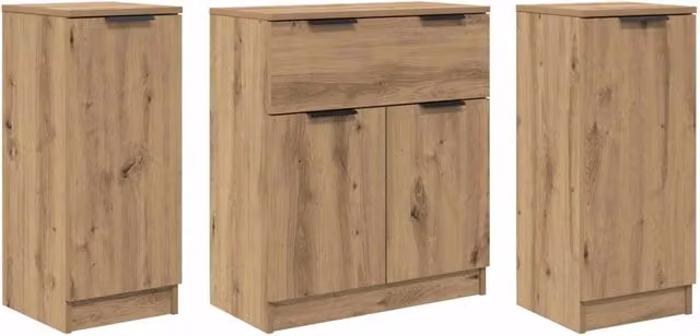 Credenza 3 pz | Madia | Buffet da pranzo | Armadio da pranzo Rovere artigianale Legno multistrato