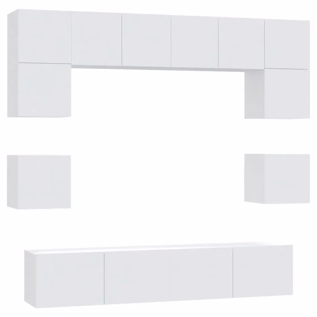 Set di mobili porta TV vidaXL in legno multistrato bianco stile classico per soggiorno con moduli a parete – 2