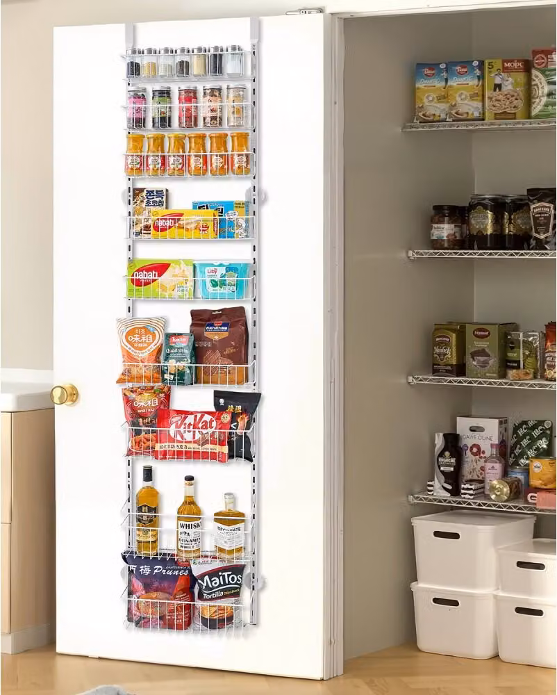 Organizzatore per dispensa a parete - Portaspezie a 9 livelli - Bianco - Soluzione per la cucina