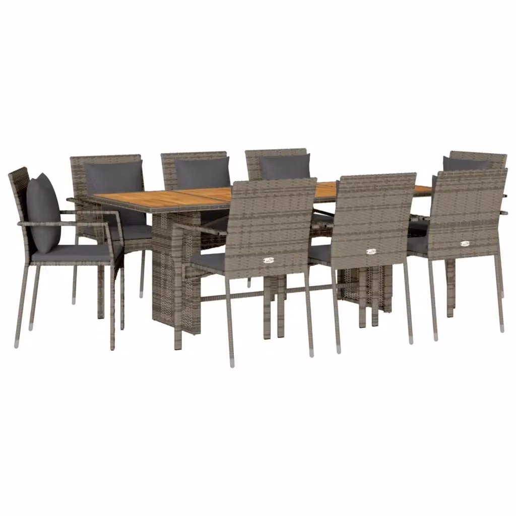 Set da pranzo da giardino vidaXL in legno di acacia e polyrattan grigio, 9 pezzi – 2