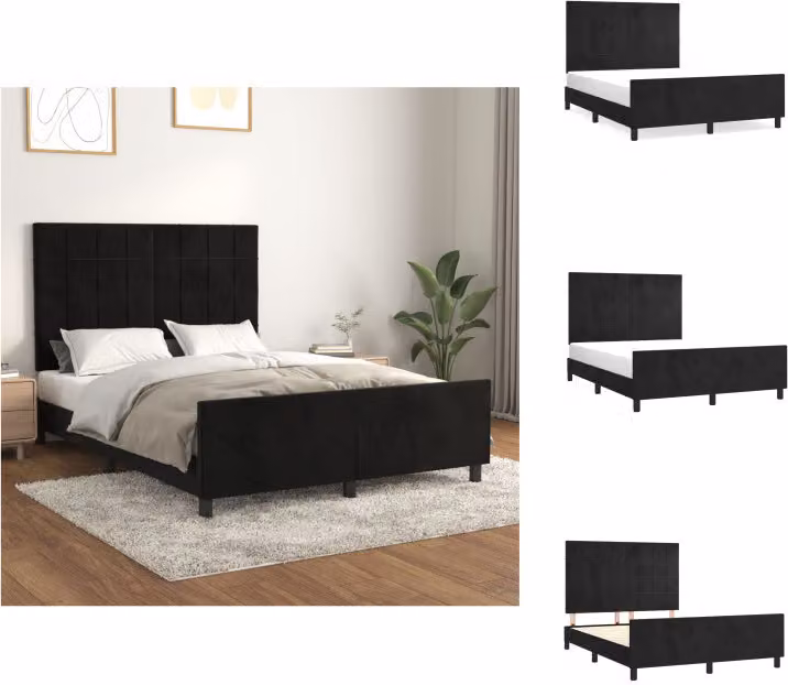 vidaXL Struttura letto con testiera nera 140x200 cm in velluto - Letti e strutture letto