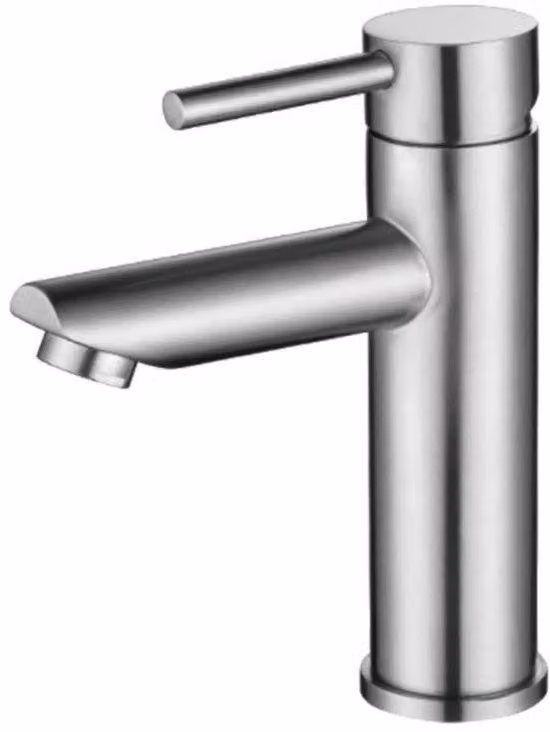 Rubinetto per bagno - Altezza 8,5 cm - Miscelatore per acqua calda e fredda - Rubinetto monomando per bagno - Miscelatore in acciaio inossidabile spazzolato