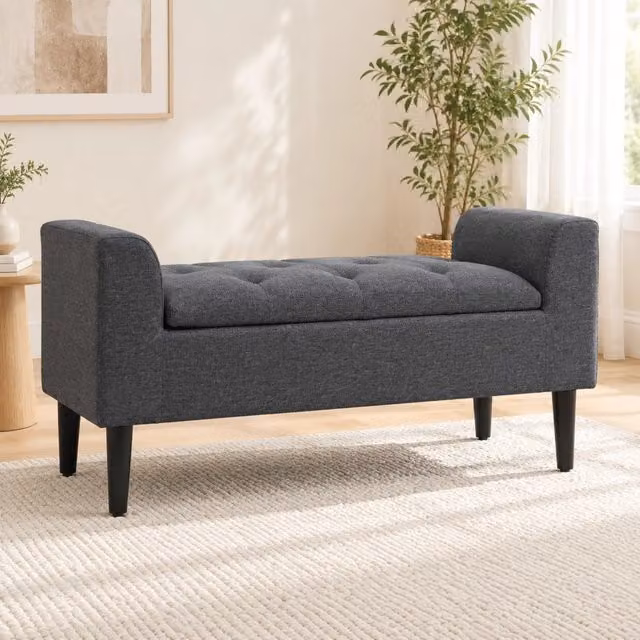 panca contenitore 116 x 44 x 58 cm grigio scuro - vano integrato, da montare