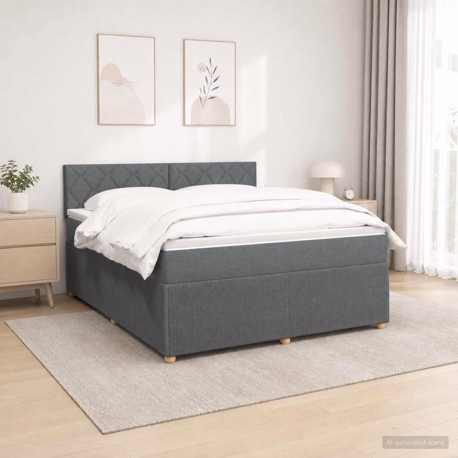 vidaXL Letto box spring con materasso a molle insacchettate Grigio Scuro L: 140 cm, P: 190 cm, H: 100,5 cm