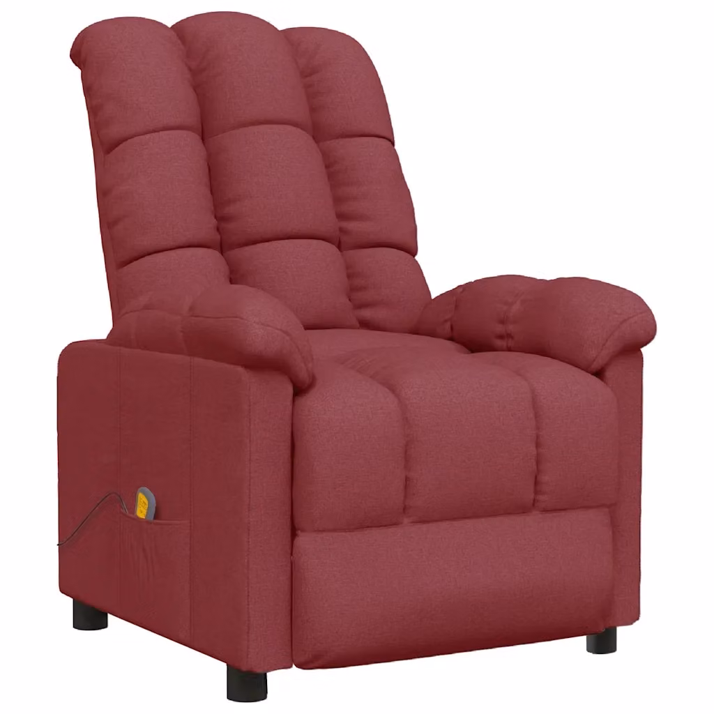 Poltrona relax reclinabile elettrica vidaXL in tessuto rosso con braccioli – 2