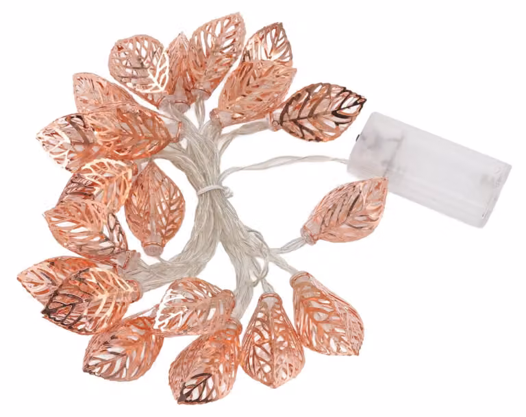 Catena luminosa con 20 luci a forma di rosa, alimentata a batteria, color oro