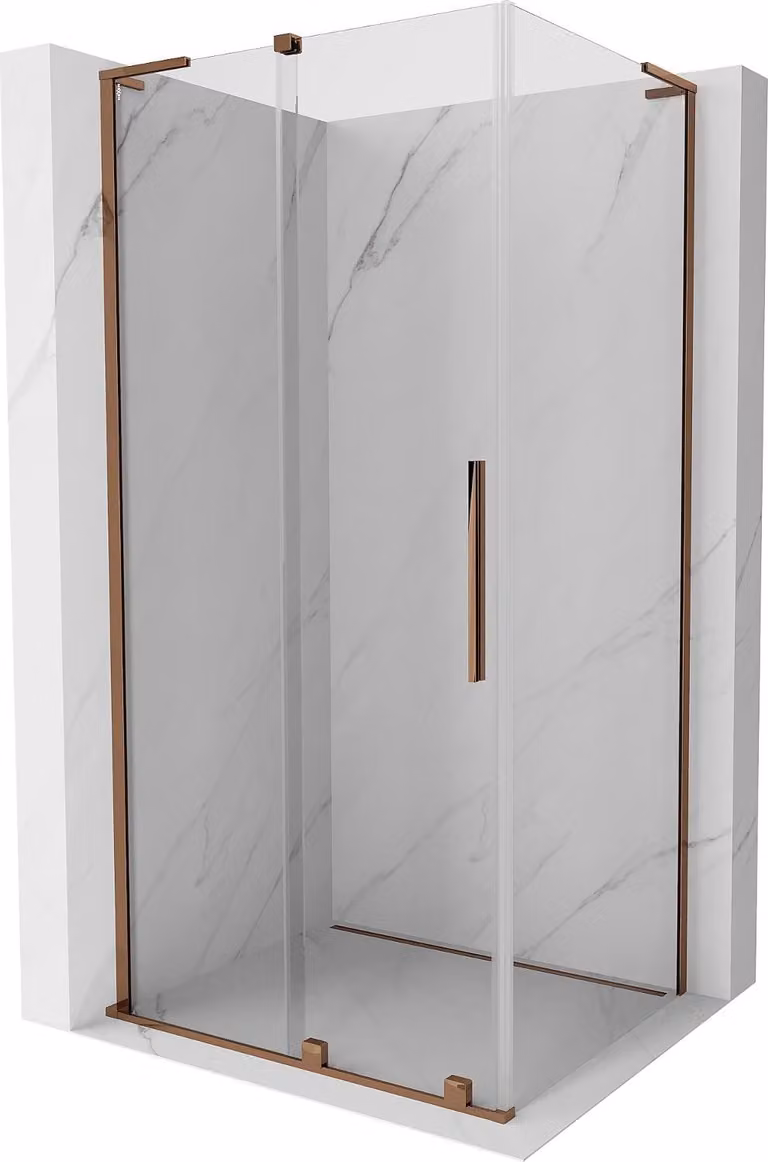 Mexen Velar L cabina doccia scorrevole 120 x 100 cm, trasparente, oro rosa - 871-120-100-03-60