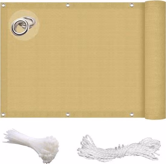 Protezione per terrazza - Telo in poliestere resistente alle intemperie - 80 x 750 cm - Giallo sabbia