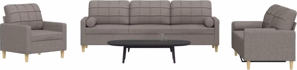 Maison Exclusive - Set divano a 3 pezzi con cuscini decorativi in tessuto color taupe