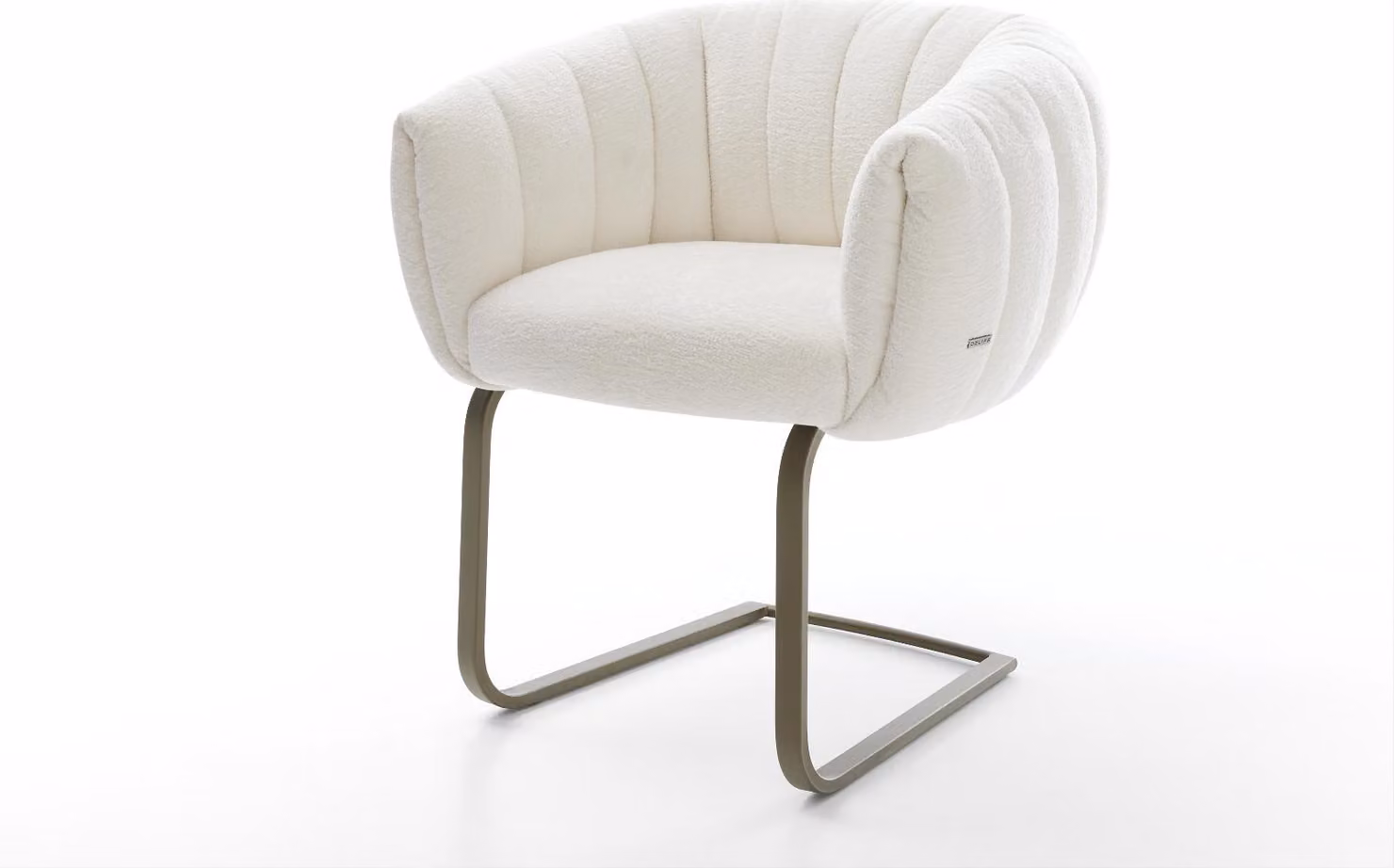 DELIFE Sedia a sbalzo Jada-Flex Bouclé Soft Beige Sedia a sbalzo piatta Finitura effetto titanio Molleggiata