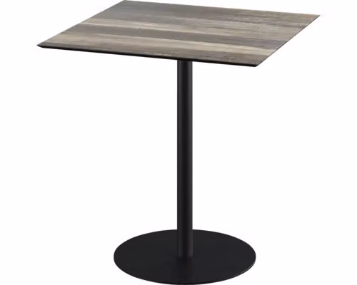 Urban - Tavolo da terrazzo, struttura nera + piano in HPL effetto legno tropicale, 70x70 cm, 1 pezzo