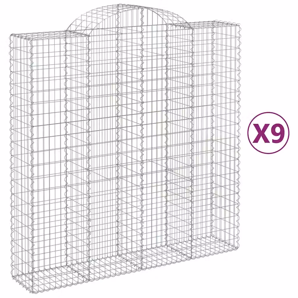 Set di 9 Cesti Gabbioni ad Arco Videx in Acciaio Zincato Argento L: 200 cm, P: 50 cm, H: 200-220 cm – 2