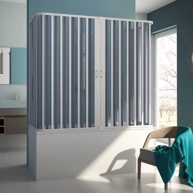 Box Doccia 3 Lati Sopravasca Muse in PVC Trasparente Bianco L/P/H: 140 x 70 x 150 cm