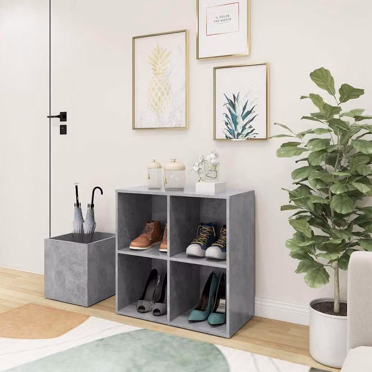 Scarpiera da ingresso moderna vidaXL in legno multistrato, Grigio Cemento, L 105 x P 35,5 x H 70 cm