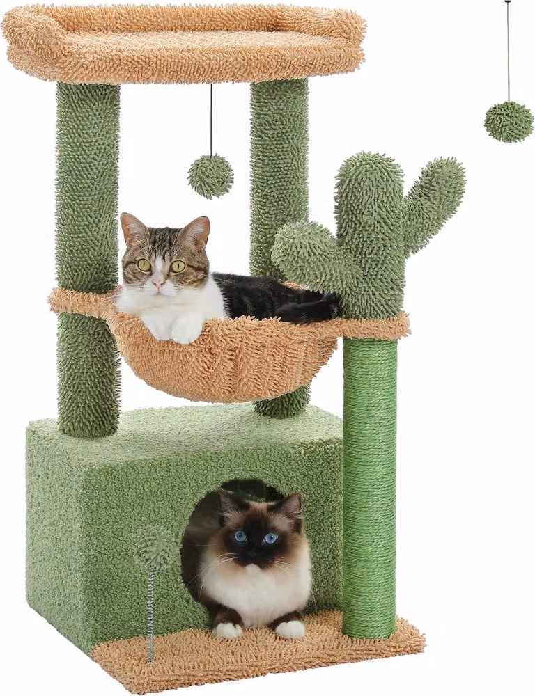 Albero per gatti, Accogliente condo, Emozionante casetta per giochi, AMT0211GN, M