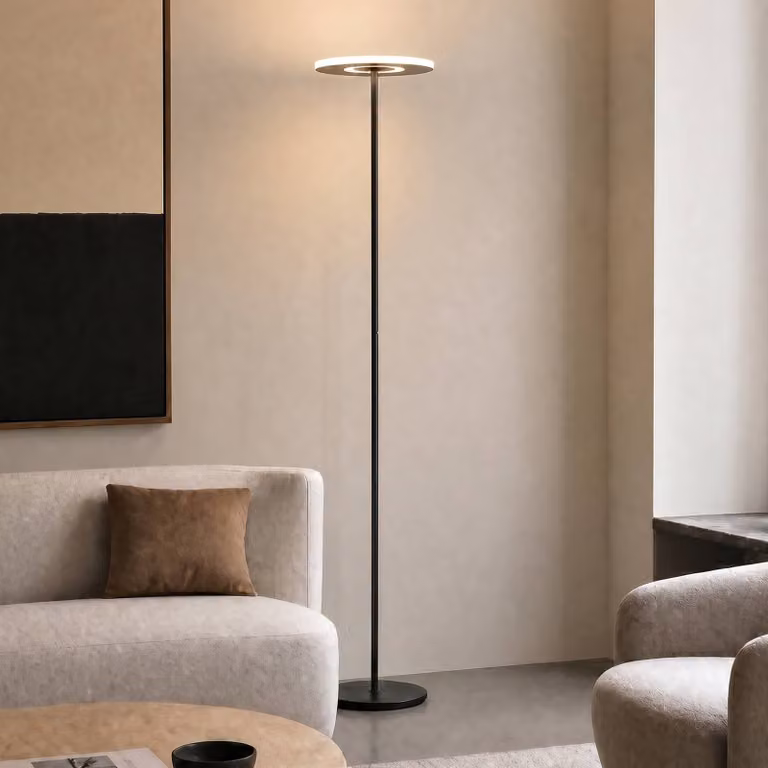 Lampada da terra con luce lettura Raymond Lucande, dimmerabile, Nero, Soggiorno / Sala da pranzo, Metallo, Moderno, Lampada LED da terra