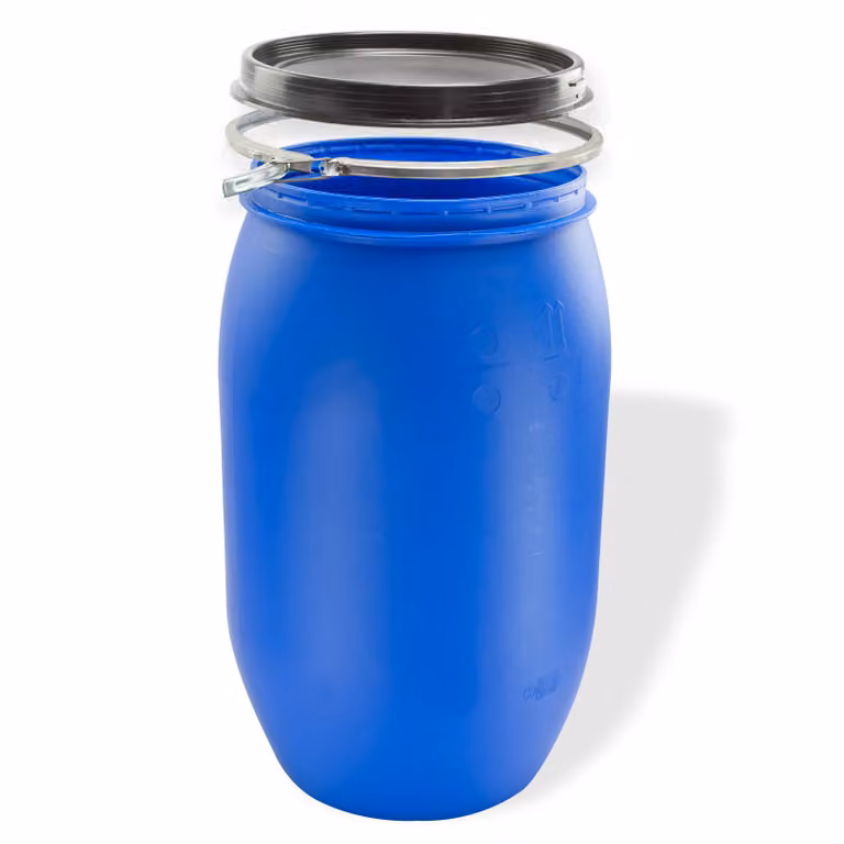 Botte / fusto in plastica con coperchio a bocca larga 220 L, blu