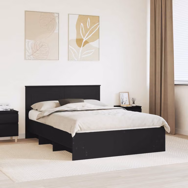 Struttura del letto moderna vidaXL in legno ingegnerizzato nero L/P/H: 140 x 200 x 90 cm