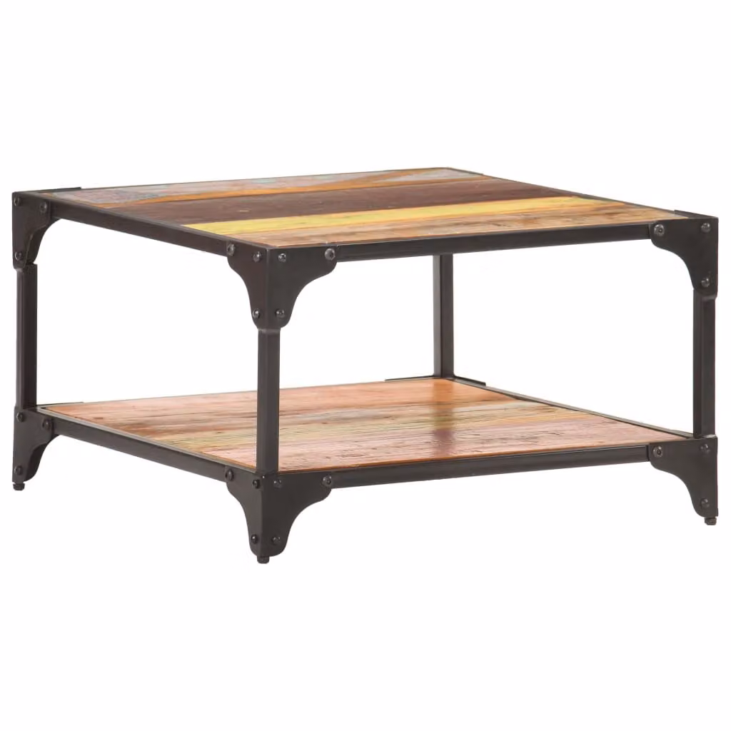 Tavolino The Living Store 60x60x35 cm in legno massiccio antico