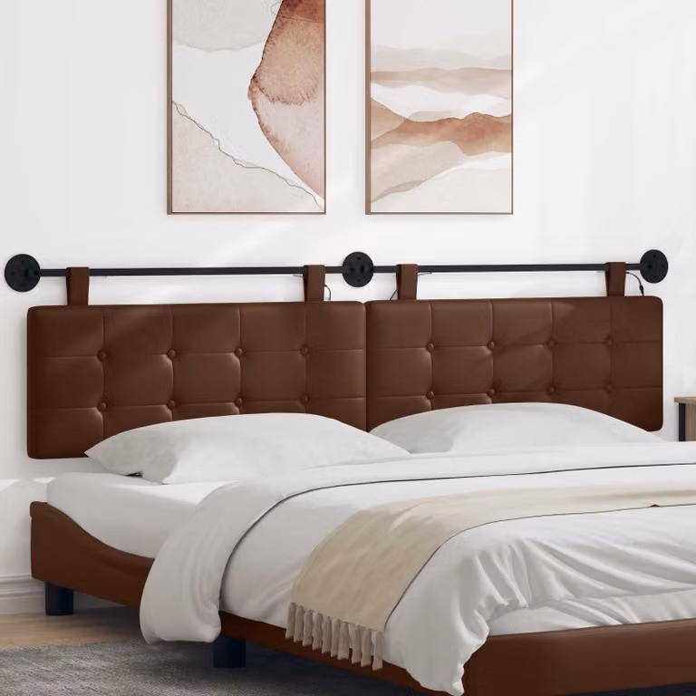 Testiera sospesa vidaXL con luce LED in similpelle marrone e design moderno