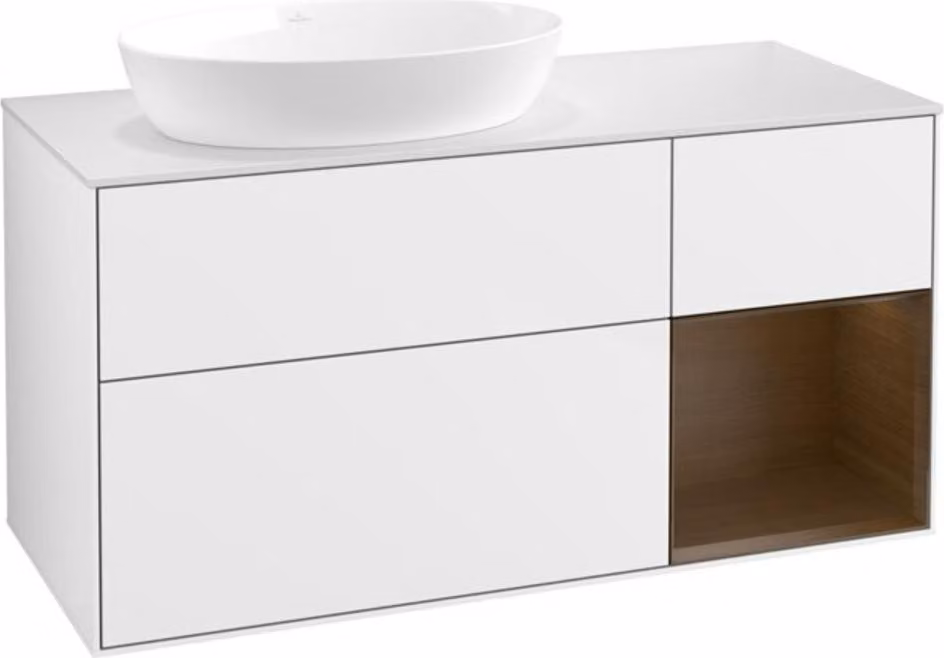 Mobiletto V&B Finion 120 cm, Pl w m, Reg wal ven, glo wh. Lac