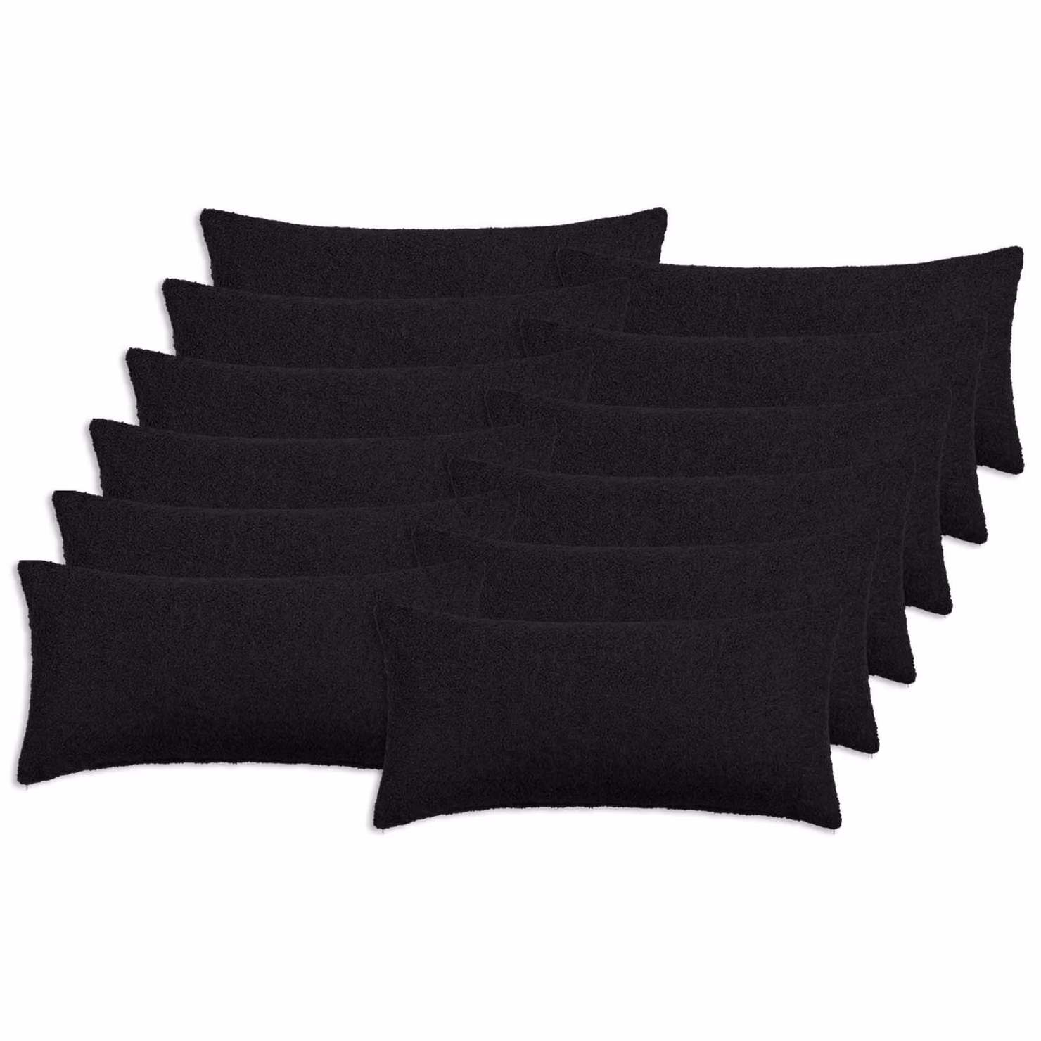 Set di 12 federe vidaXL HEERLEN in tessuto bouclé nero, L 40 cm x P 80 cm
