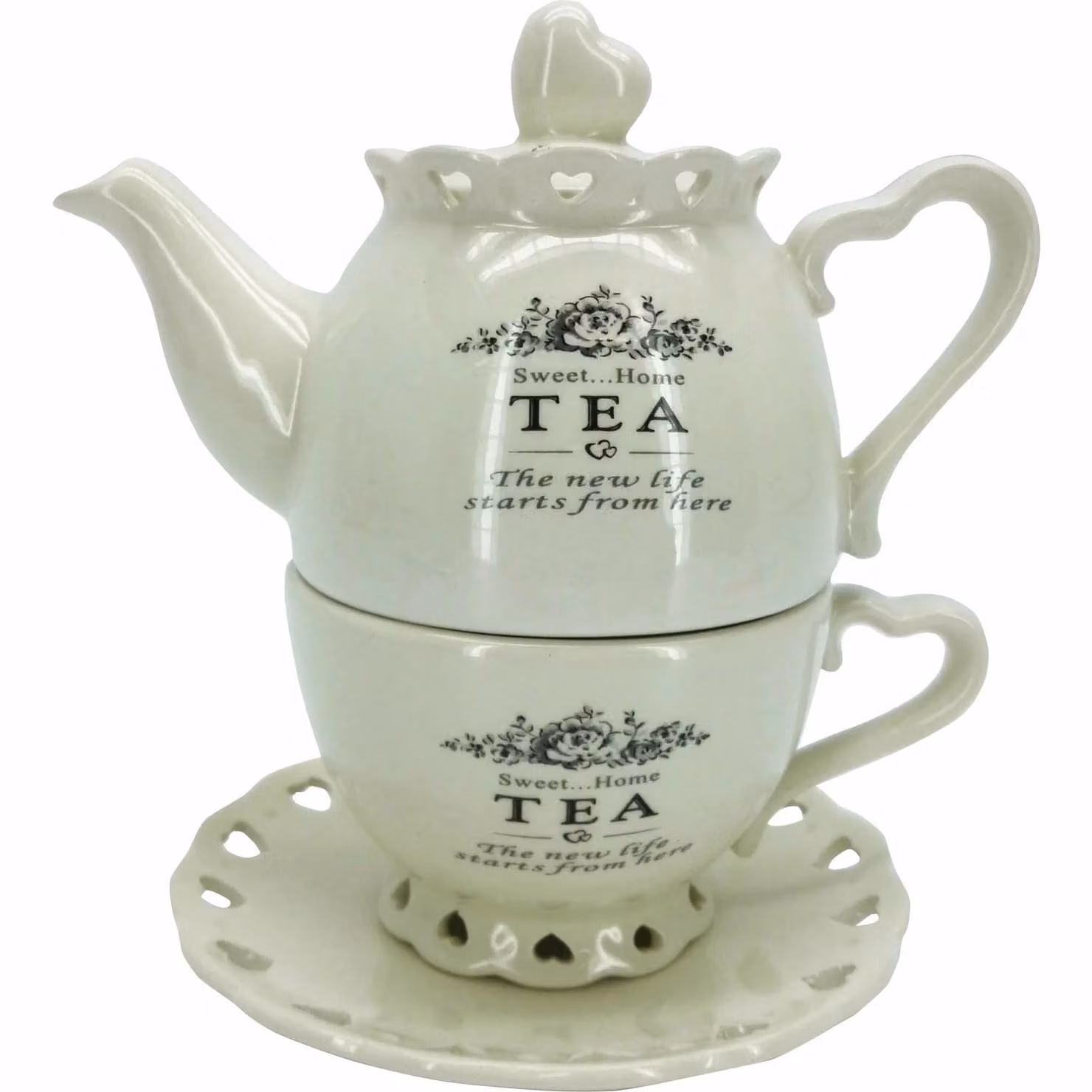 Teiera con tazza in ceramica bianca Gusto Casa