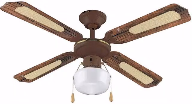 Ventilatore a soffitto Trade Shop Traesio con 4 pale, luce e 3 velocità, in legno e metallo marrone, diametro 108 cm