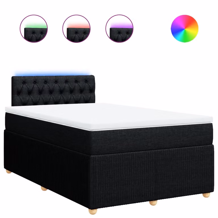 Giroletto a Molle con Materasso Nero 120x190 cm in Tessuto